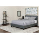 Dark Gray,Queen |#| Queen Three Button Tufted Platform Bed/Memory Foam Mattress-Dark Gray Fabric