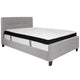 Light Gray,Full |#| Full Three Button Tufted Platform Bed/Memory Foam Mattress-Light Gray Fabric