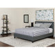 Dark Gray,King |#| King Four Button Tufted Platform Bed/Memory Foam Mattress-Dark Gray Fabric