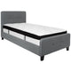 Dark Gray,Twin |#| Twin Two Button Tufted Platform Bed/Memory Foam Mattress-Dark Gray Fabric