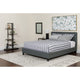 Dark Gray,Twin |#| Twin Two Button Tufted Platform Bed/Memory Foam Mattress-Dark Gray Fabric