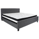 Dark Gray,King |#| King Size Button Tufted Upholstered Platform Bed in Dk Gray Fabric with Mattress