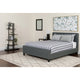 Dark Gray,King |#| King Size Button Tufted Upholstered Platform Bed in Dk Gray Fabric with Mattress