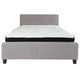 Light Gray,Queen |#| Queen Size Button Tufted Upholstered Platform Bed in Lt Gray Fabric w/ Mattress