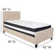 Beige,Twin |#| Twin Size Button Tufted Upholstered Platform Bed in Beige Fabric with Mattress