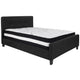 Black,Full |#| Full Size Button Tufted Upholstered Platform Bed in Black Fabric with Mattress