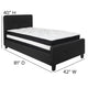 Black,Twin |#| Twin Size Button Tufted Upholstered Platform Bed in Black Fabric with Mattress