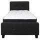 Black,Twin |#| Twin Size Button Tufted Upholstered Platform Bed in Black Fabric with Mattress