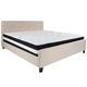 Beige,King |#| King Size Button Tufted Upholstered Platform Bed in Beige Fabric with Mattress