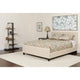 Beige,King |#| King Size Button Tufted Upholstered Platform Bed in Beige Fabric with Mattress