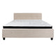 Beige,King |#| King Size Button Tufted Upholstered Platform Bed in Beige Fabric with Mattress