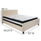 Beige,Queen |#| Queen Size Three Button Tufted Beige Fabric Upholstered Platform Bed & Mattress