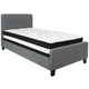 Dark Gray,Twin |#| Twin Size Button Tufted Upholstered Platform Bed in Dk Gray Fabric with Mattress