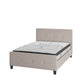 Beige,Full |#| Full Tufted Platform Bed in Beige Fabric with 10 Inch Pocket Spring Mattress