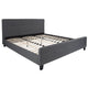 Dark Gray,King |#| King Tufted Platform Bed in Dark Gray Fabric with 10 Inch Pocket Spring Mattress