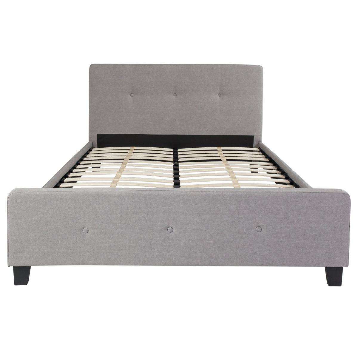 Light Gray,Queen |#| Queen Tufted Platform Bed in Light Gray Fabric with 10in. Pocket Spring Mattress