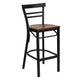 Cherry Wood Seat/Black Metal Frame |#| Black Two-Slat Ladder Back Metal Restaurant Barstool - Cherry Wood Seat