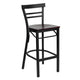 Mahogany Wood Seat/Black Metal Frame |#| Black Two-Slat Ladder Back Metal Restaurant Barstool - Mahogany Wood Seat