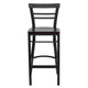 Mahogany Wood Seat/Black Metal Frame |#| Black Two-Slat Ladder Back Metal Restaurant Barstool - Mahogany Wood Seat