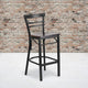 Walnut Wood Seat/Black Metal Frame |#| Black Two-Slat Ladder Back Metal Restaurant Barstool - Walnut Wood Seat