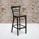 Cherry Wood Seat/Black Metal Frame |#| Black Two-Slat Ladder Back Metal Restaurant Barstool - Cherry Wood Seat
