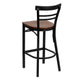 Cherry Wood Seat/Black Metal Frame |#| Black Two-Slat Ladder Back Metal Restaurant Barstool - Cherry Wood Seat