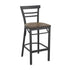 Antique Copper Wood Seat/Black Metal Frame |#| Black Two-Slat Ladder Back Metal Restaurant Barstool - Antique Copper Wood Seat