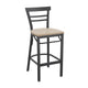 Antique White Wood Seat/Black Metal Frame |#| Black Two-Slat Ladder Back Metal Restaurant Barstool - Antique White Wood Seat