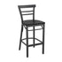 Black Wood Seat/Black Metal Frame |#| Black Two-Slat Ladder Back Metal Restaurant Barstool - Black Wood Seat