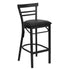 Black Vinyl Seat/Black Metal Frame |#| Black Two-Slat Ladder Back Metal Restaurant Barstool - Black Vinyl Seat