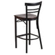 Walnut Wood Seat/Black Metal Frame |#| Black Two-Slat Ladder Back Metal Restaurant Barstool - Walnut Wood Seat