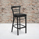 Black Vinyl Seat/Black Metal Frame |#| Black Two-Slat Ladder Back Metal Restaurant Barstool - Black Vinyl Seat
