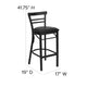 Black Vinyl Seat/Black Metal Frame |#| Black Two-Slat Ladder Back Metal Restaurant Barstool - Black Vinyl Seat