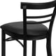 Black Vinyl Seat/Black Metal Frame |#| Black Two-Slat Ladder Back Metal Restaurant Barstool - Black Vinyl Seat