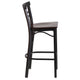 Walnut Wood Seat/Black Metal Frame |#| Black Two-Slat Ladder Back Metal Restaurant Barstool - Walnut Wood Seat