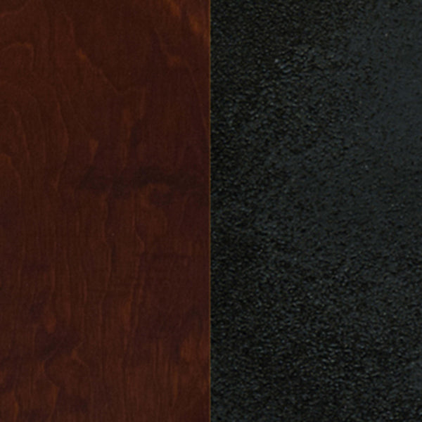 Mahogany Wood Seat/Black Metal Frame |#| Black Two-Slat Ladder Back Metal Restaurant Barstool - Mahogany Wood Seat