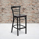Mahogany Wood Seat/Black Metal Frame |#| Black Two-Slat Ladder Back Metal Restaurant Barstool - Mahogany Wood Seat
