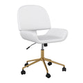  White Faux Leather/Polished Brass