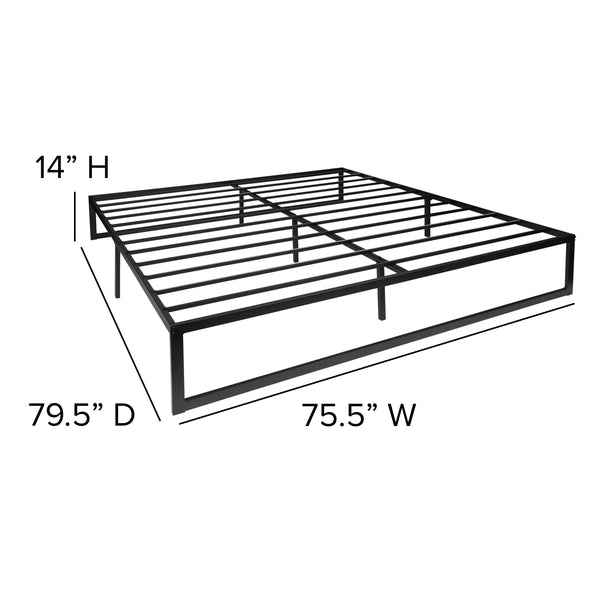 King |#| 14inch King Metal Platform Bed Frame with Steel Slat Supports-No Foundation Needed