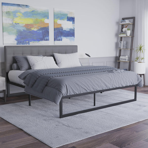 King |#| 14inch King Metal Platform Bed Frame with Steel Slat Supports-No Foundation Needed