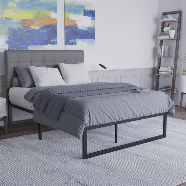 Full |#| 14inch Full Metal Platform Bed Frame with Steel Slat Supports-No Foundation Needed