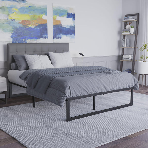 Queen |#| 14inch Queen Metal Platform Bed Frame with Steel Slat Supports-No Foundation Needed