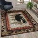 Brown,5' x 7' |#| Wandering Bear and Cub Rustic Olefin Area Rug in Brown - Jute Backing - 5' x 7'