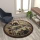 Beige,6' Round |#| Wildlife Themed Plush Indoor Area Rug in Shades of Brown - 6' x 6'