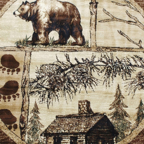 Brown,2' x 7' |#| Wildlife Themed Plush Indoor Area Rug in Shades of Brown - 2' x 7'