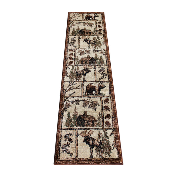 Brown,2' x 7' |#| Wildlife Themed Plush Indoor Area Rug in Shades of Brown - 2' x 7'