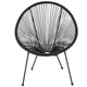 Black |#| Black Papasan Oval Woven Basket Bungee Lounge Chair - Indoor/Outdoor Furniture