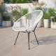 White |#| White Papasan Oval Woven Basket Bungee Lounge Chair - Indoor/Outdoor Furniture