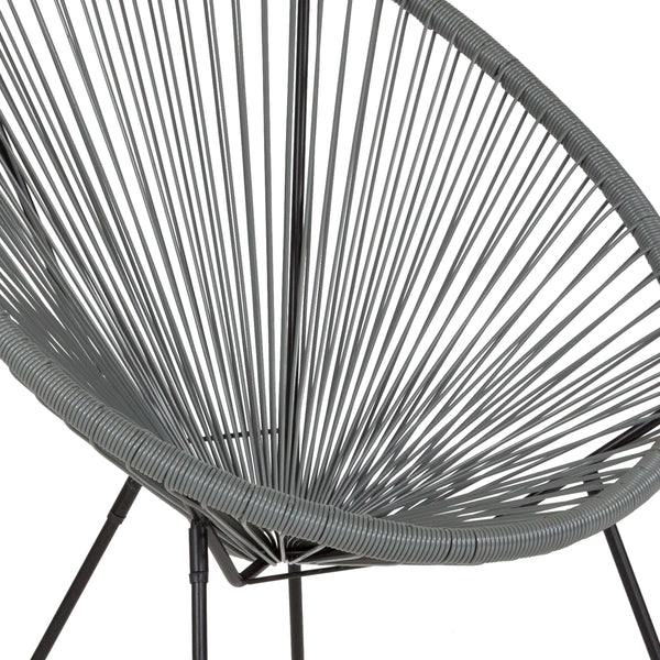 Grey |#| Grey Papasan Oval Woven Basket Bungee Lounge Chair - Indoor/Outdoor Furniture