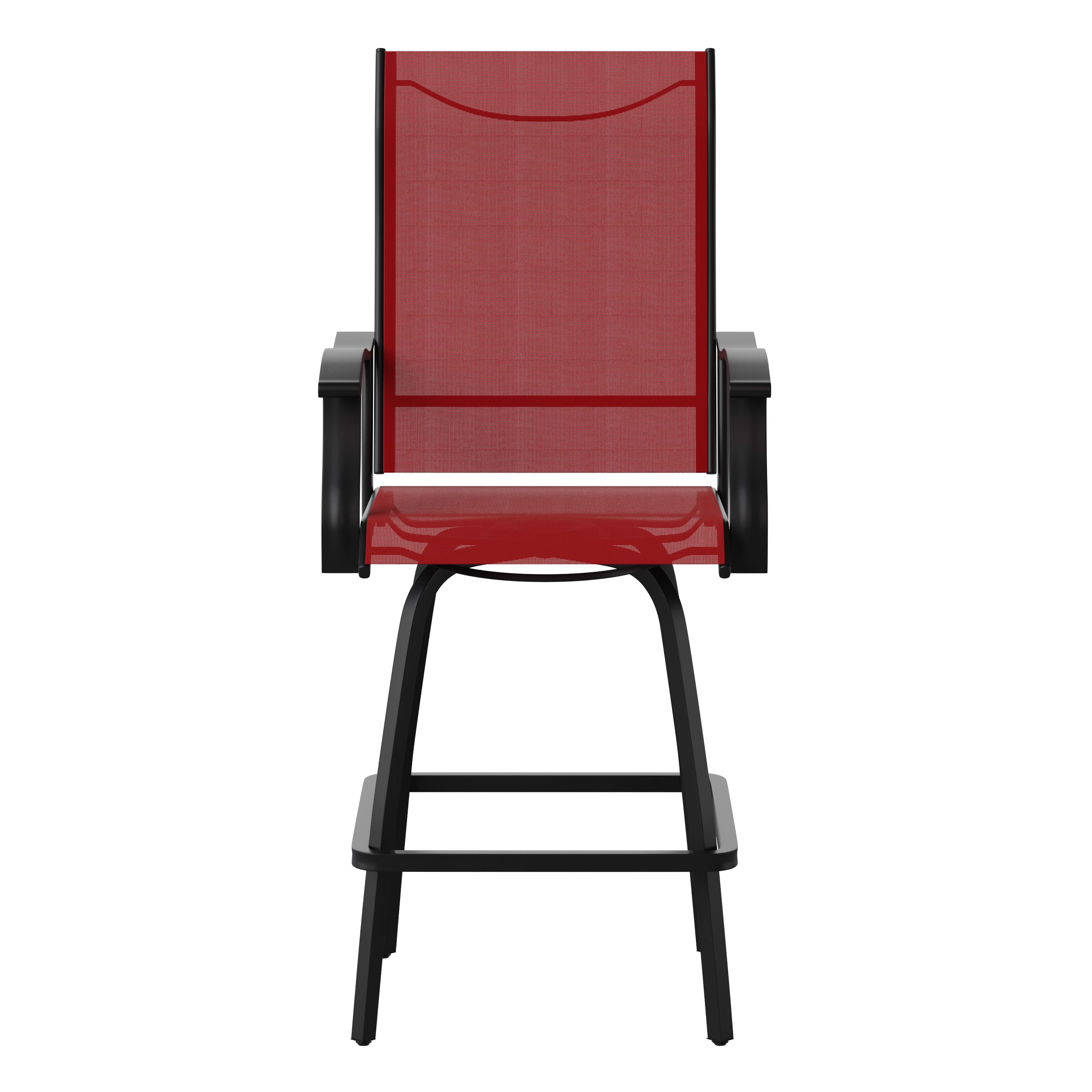 Valerie Patio Bar Height Stools Set of 2 All Weather Textilene Swivel Patio Stools and Deck Chairs with High Back Armrests